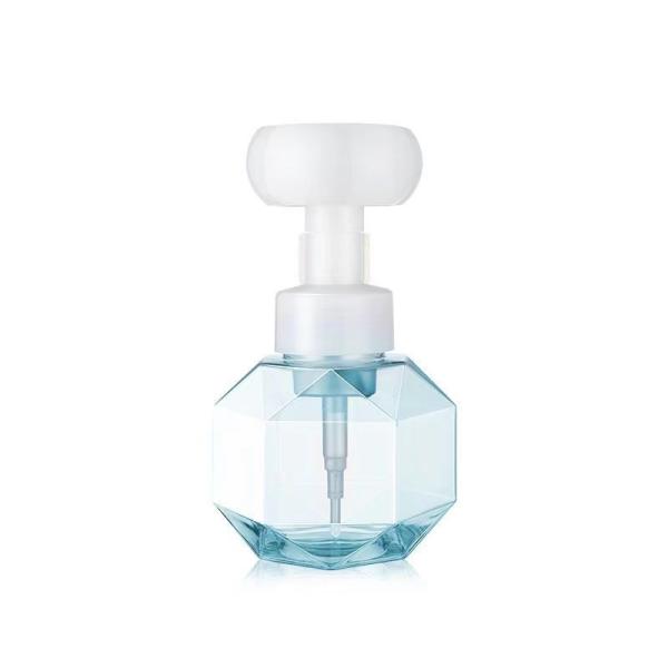 Empty Diamond PET Bottle with Flower Shape Foam Pump Head and 100-300ml Capacity for Cosmetic Use