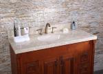 Corner Beige Marble Custom Bathroom Vanity Tops Modern 10mm 15mm 18mm Thick