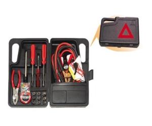 Wholesale 30 pcs auto emergency kit ,with booster cable,gloves,pliers ,sippnner handle ,tire gauge from china suppliers