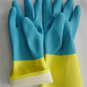 Wholesale Kitchen Cleaning Neoprene Bicolor Industrial Glove 33Cm Length Chemical Resistant from china suppliers