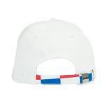 White 6 Panel Dad Hat / Custom Embroidery Logo Printing Bill Metal Bucket