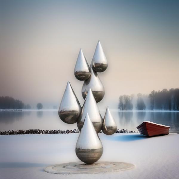 Modern Stainless Steel Sculpture Mirror Polished Water Drop Design Indoor Outdoor Custom Welding Metal Ornaments