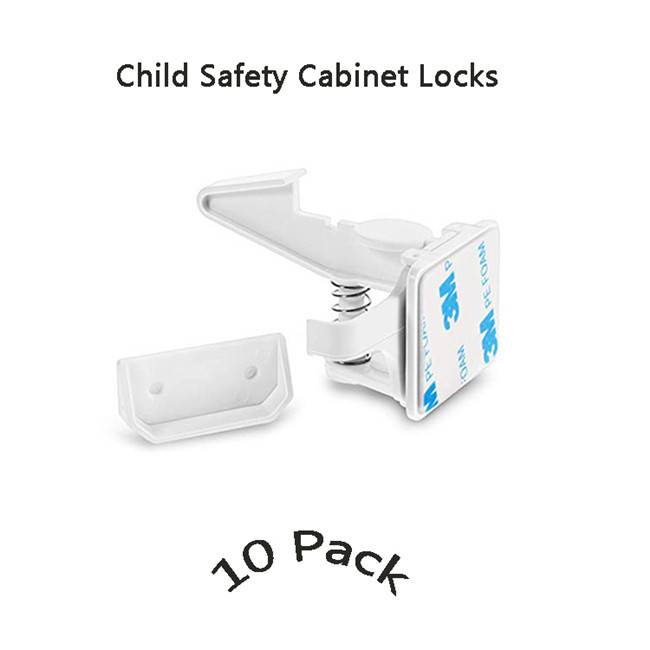 Spring Action Toddler Safety Cabinet Locks ABS Material Invisible Protection