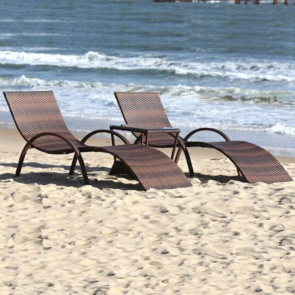 Leisure pool PE rattan sunbed outdoor chaise lounge wicker rattan sun lounger
