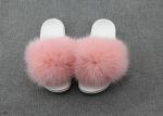 Dyed Color Ladies Fluffy Slippers For Summer , Spring Cute Womens Slippers