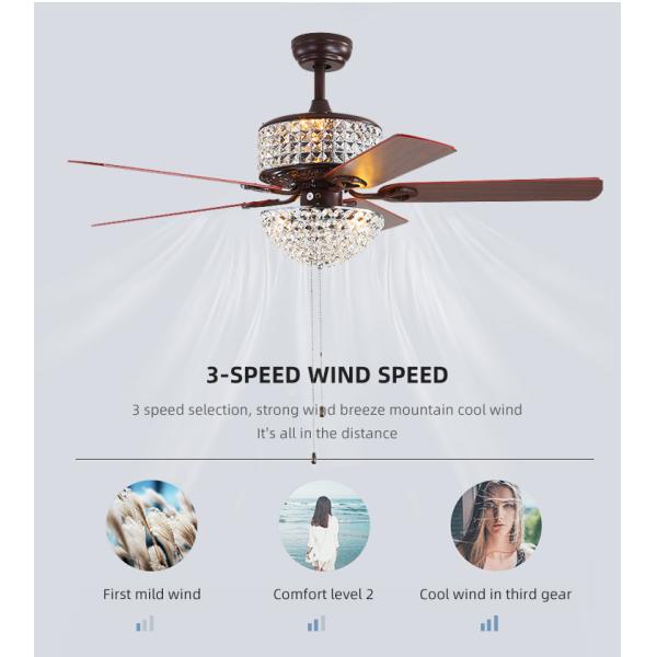Super Bright five Blade 2000 Lumen Metal Blade Ceiling Fan For Kitchen 65Watt