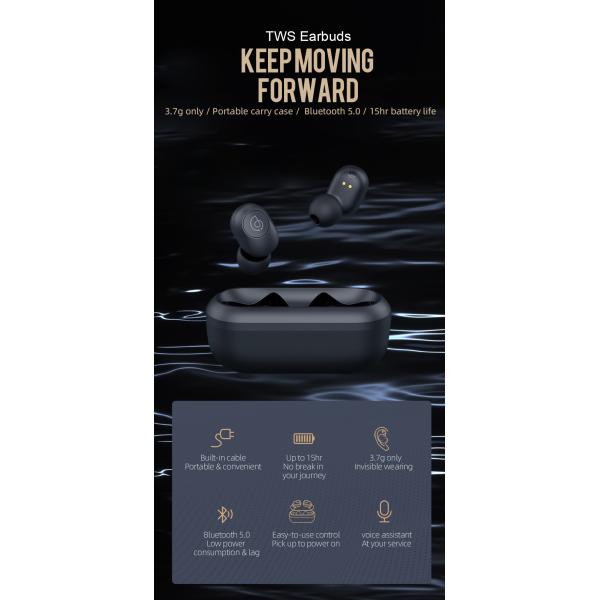 3D Stereo Bluetooth Earphones Automatic Pairing Mini Tws Wireless Earbuds (with Built-in Cable charging Case)