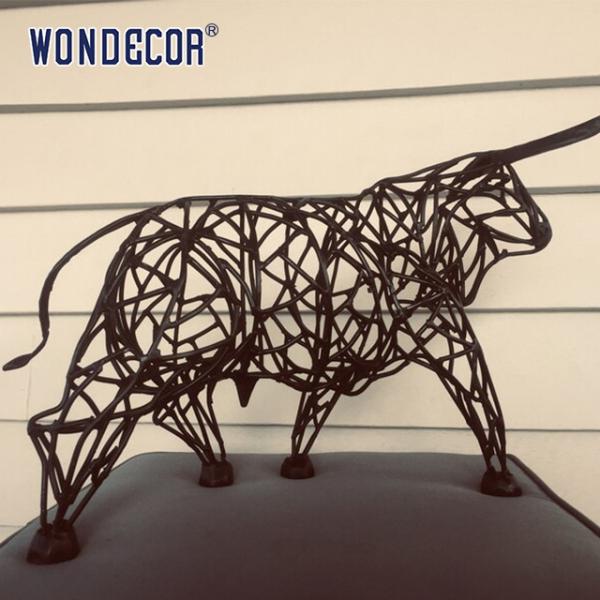 Large outdoor animal art decoration abstract hollow buffalo stainless steel