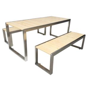 China Public Pine Wood  2130*600*750mm Outdoor Table Bench Set on sale