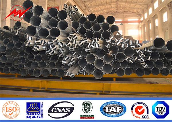 SS400 Steel 66kv Round Tapered Electric Utility Pole , Polygonal Tower Steel