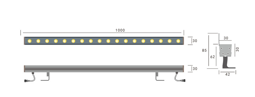 EPISTAR 5050 IP65 1000mm LED Linear Wall Washer
