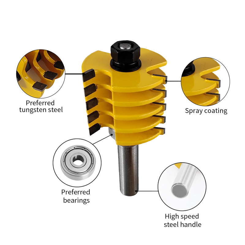 8mm 12mm 1/2 Inch Shank Wood Milling Cutter 3 Teeth Adjustable Finger Joint Router Bits Tenon Tool for Woodworking Tools