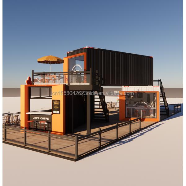 Modified Shipping Container Shop House Container Coffee Shop with Galvanized Steel Square Tubes