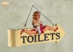 Funny Fat Lady Toilet Direction Signs Decorative Polyresin Figurine Wall Hanging