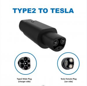 Wholesale IEC 62196 EVSE Adapter 16A 32A EV Charger Connector Type 2 To TESLA EV Adapter from china suppliers
