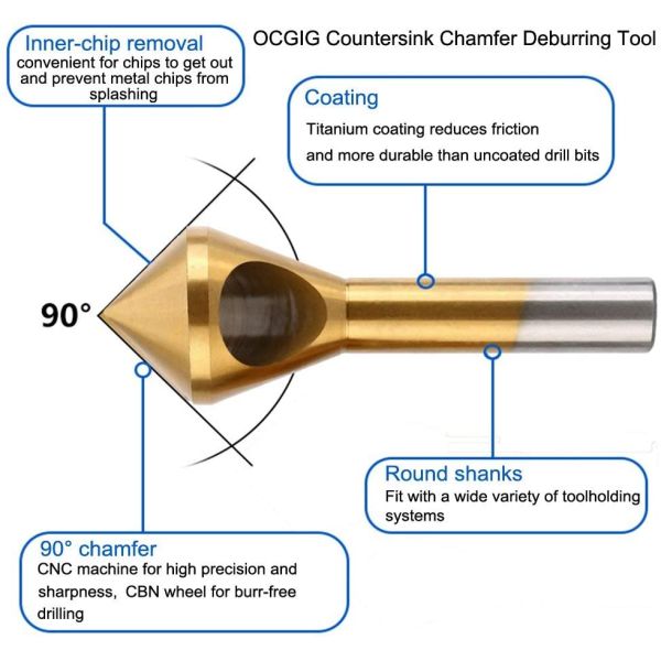 HSS Slanting Hole Countersink Drill Bit Deburring with Rounded Oblique Hole and Inner Hole