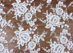 Mesh Embroidery Fabric Fashion Lace for Bridal Dress Black Ivory Double Color