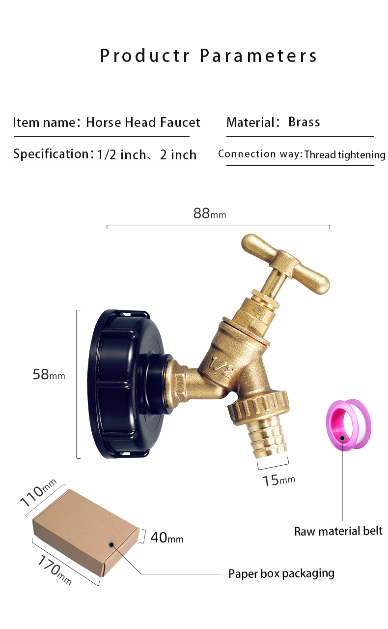 Umetass 1/2" Brass Valve Sand-cast Water Taps Horse Head Tap for Polished Faucet Mount