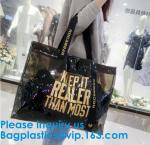 Vinyl PVC Shopping Bag, Shoulder Tote Bag Clear Waterproof Beach Handbag Custom