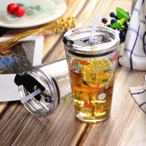 Wholesale Decorated Pint Ice Tea Glass Cup With Lid And Silicate Straw Cocktail Tumbler Drinking Glasses from china suppliers