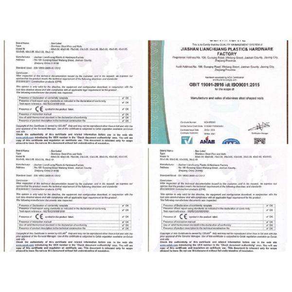 Flat Head Smooth Shank 304 316 Stainless Steel Panel Pins 1.6X25MM