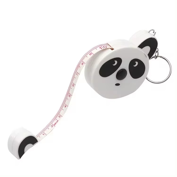 Cartoon Tape Measure 150cm 60 Inch Mini Portable Cute Animal Shape Key Ring Automatic Tape Measure Panda Frog Piggy