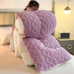 Pure Color Super Soft Jacquard Plaid Thick Winter Fleece Velvet Duvet for King