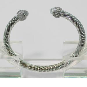 Wholesale (B-024)Silver Cable Classics Bracelet with white Topaz and crystal from china suppliers