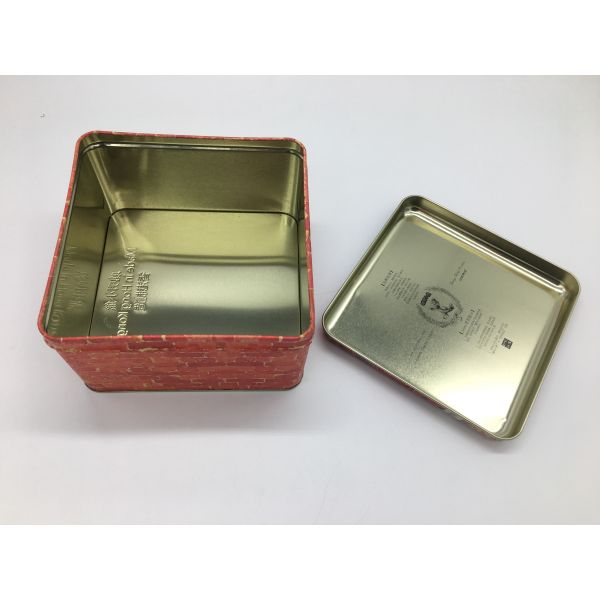 Metal Custom Square Biscuit Tin Box / Printed Gift Boxes 160×160×100mm