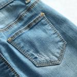 Spring Slim Fit Baby Girl Denim Pants With Adjustable Waist Casual Style