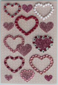 China Pearl Jewelry Rhinestone Heart Stickers Sheets For Stationery Silk Printing on sale
