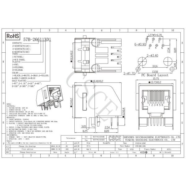 High Wearing Telephone Cable Connector RJ11 Half Shielded Single Port With Panel