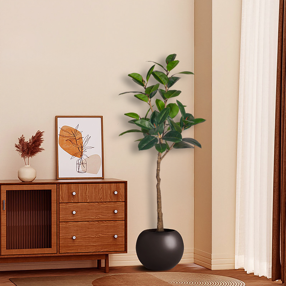 Indoor Outdoor Decor Fake Tree In Pot Plastic Plants Artificial Tree Faux Rubber Tree​ For Home Decor Office Living Room