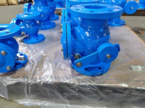 Swing Check Valve With Counter Weight Cast Iron Metal Soft Sealing DIN3356