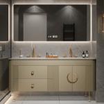 Double Sink Euro Style Bathroom Vanity with Customized Design and Waterproof