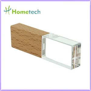 Wholesale Wood Crystal Transparent 32GB LED Light Pen Drive  New bamboo wood crystal usb flash drive memory stick from china suppliers