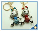 Customized Gold Plated Insect Keyring Blue And Red Ant Rhinestone Crystal Metal