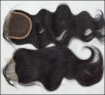 Natural Black Lace Top Closure / Curly Chinese Human Hair Tangle Free
