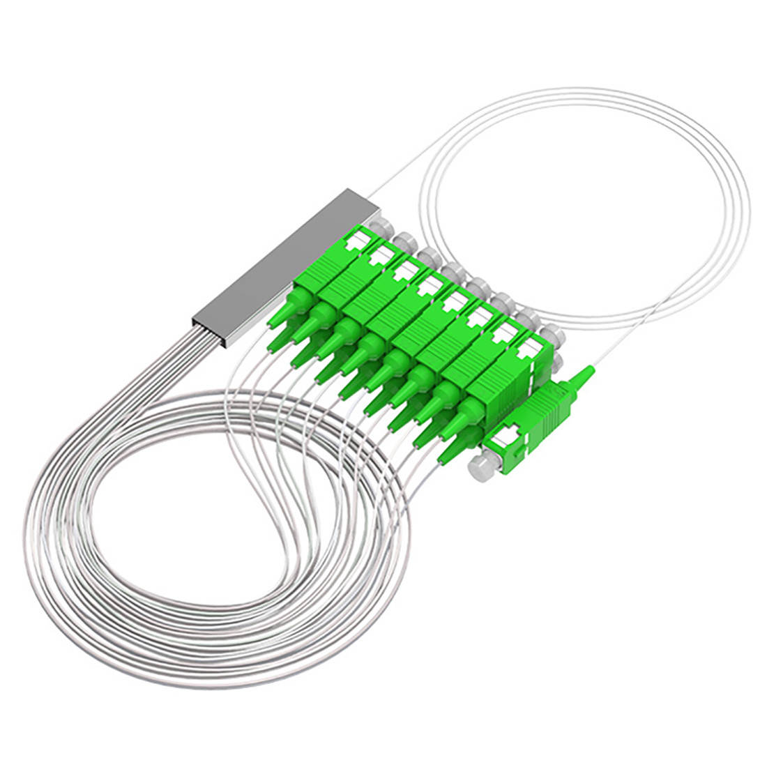 4 Way Fiber Optic Splitter 1*4 Sc Apc Plc Splitter G657A1 0.9mm Calbe For FTTH Terminal Box