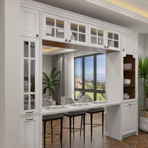 Readymade Kitchen Cabinets Traditional Style Frameless Brushed Nickel Hardware