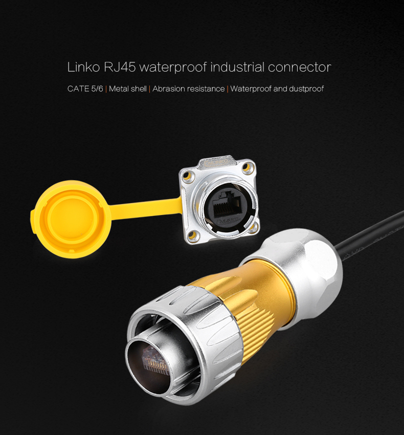 Cnlinko M24 Signal Connector Panel Mount Waterproof IP68 Ethernet Pins Female Waterproof Rj45 Connector