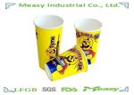 Cold Paper Cups 16 Ounce Yellow / Blue Cartoon Logo Printed with double PE