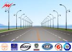 12 M 3.5mm Double Arm Street Light Poles , Steel Tubular Pole 15 Years Warrenty