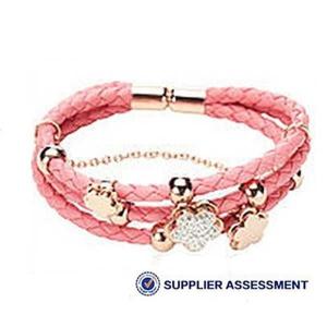 Wholesale Europ American Fashion Trendy Stainless Steel Geniune PU Leather Bracelet Bangle LBL231 from china suppliers