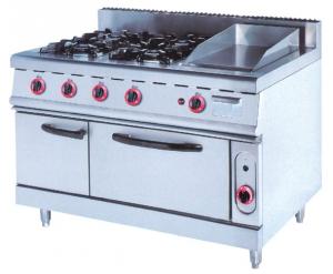 Wholesale Commercial Gas Range 4-Burner With Griddle and Bottom Oven Western Kitchen Equipment from china suppliers