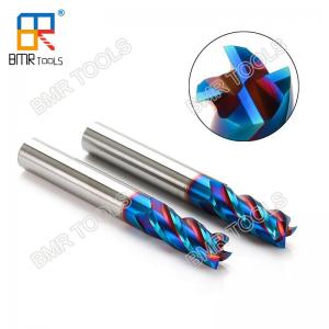 Wholesale NaNo Blue Coating HRC63 4Flute 10 x 75 Square Solid Carbide End Mill Cutter for stainless steel milling from china suppliers