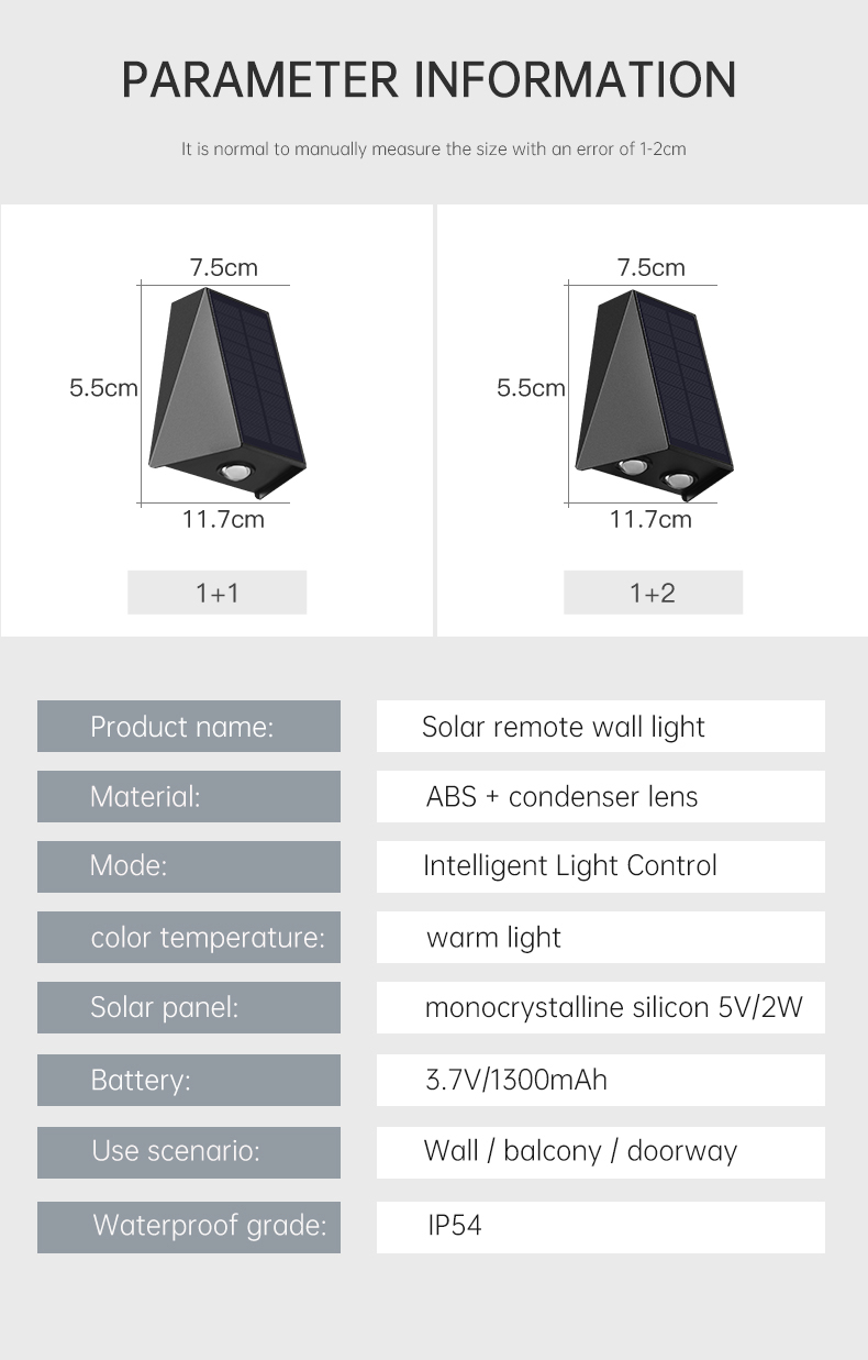 70LM LED Up And Down Solar Lights Outside Solar Wall Lamp For Stair Courtyard Hotel