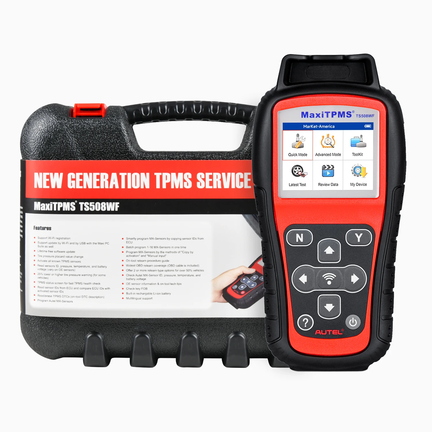 Autel MaxiTPMS TS508WF TPMS Programming Tool MX-Sensors 315 433 MHz TPMS Relearn Activate All Sensors Scan Read Clear DTCs Reset
