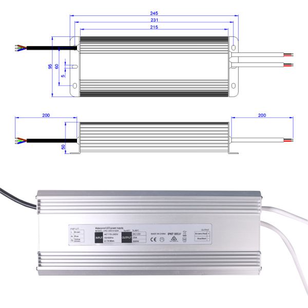 Ultralight Waterproof IP67 LED Driver Power Supply For Strip Light