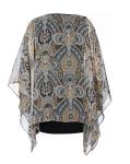 Stylish Womens Fashion Blouses Round Neck With Chiffon Bat Wing Sleeve